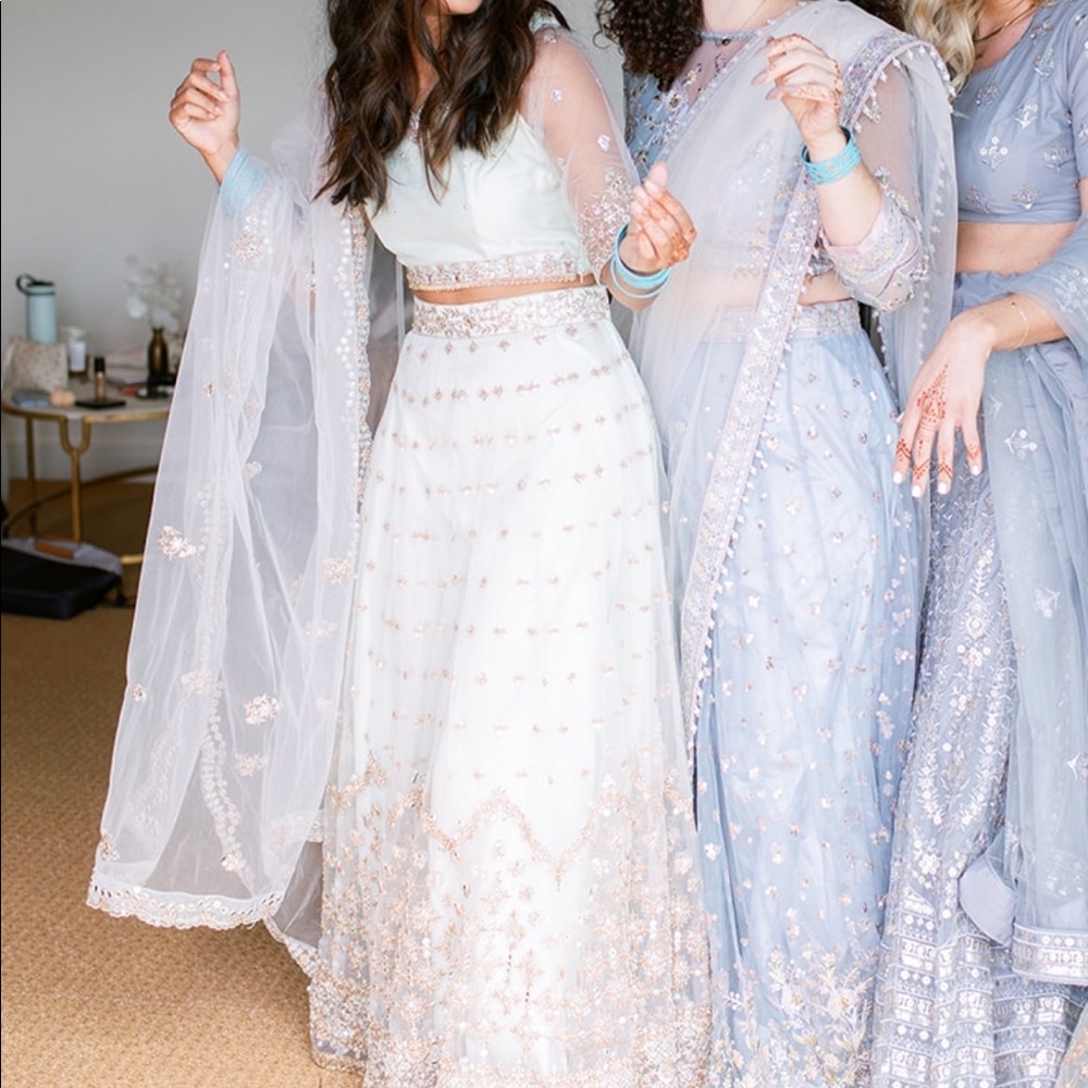 Light mint and gold lehenga